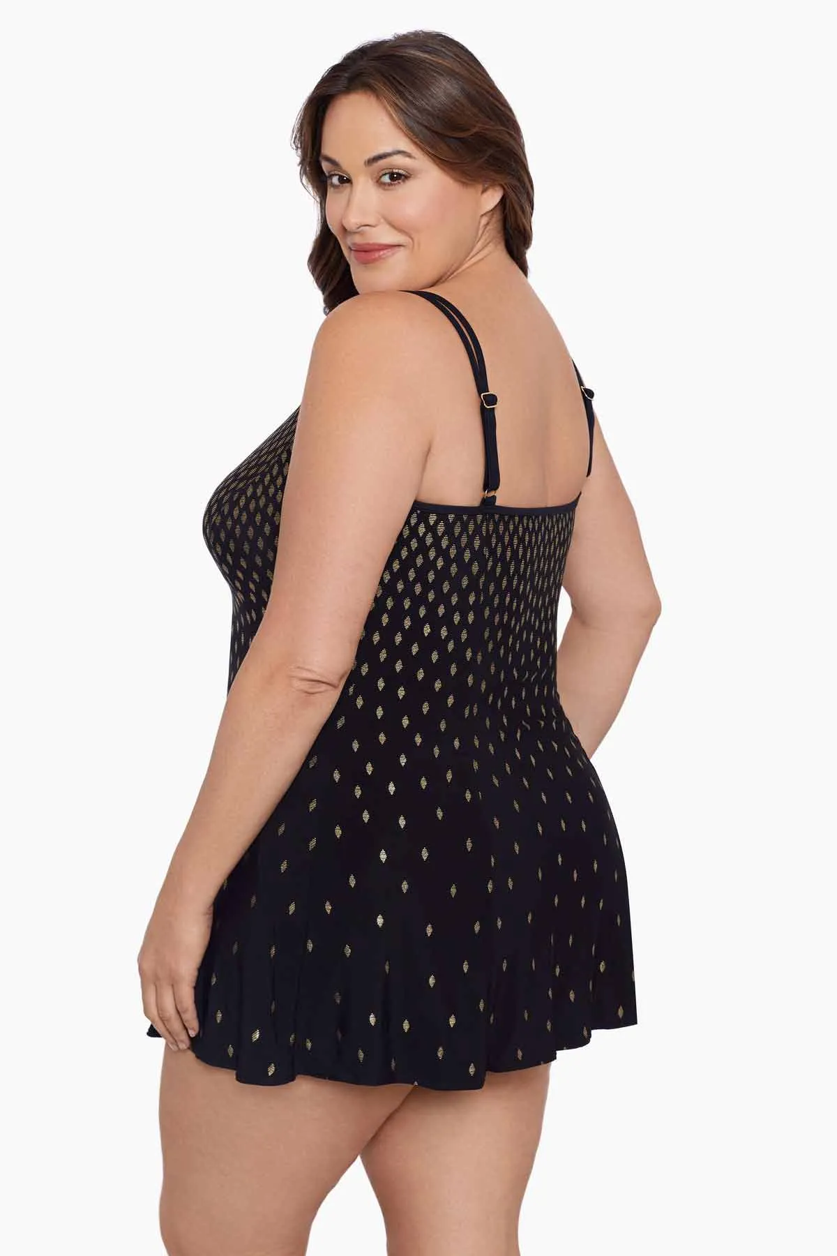 Plus Size Long Torso Princess Seam Swim Dress - Glitter Creek sold by Longitude product image thumbnail 2