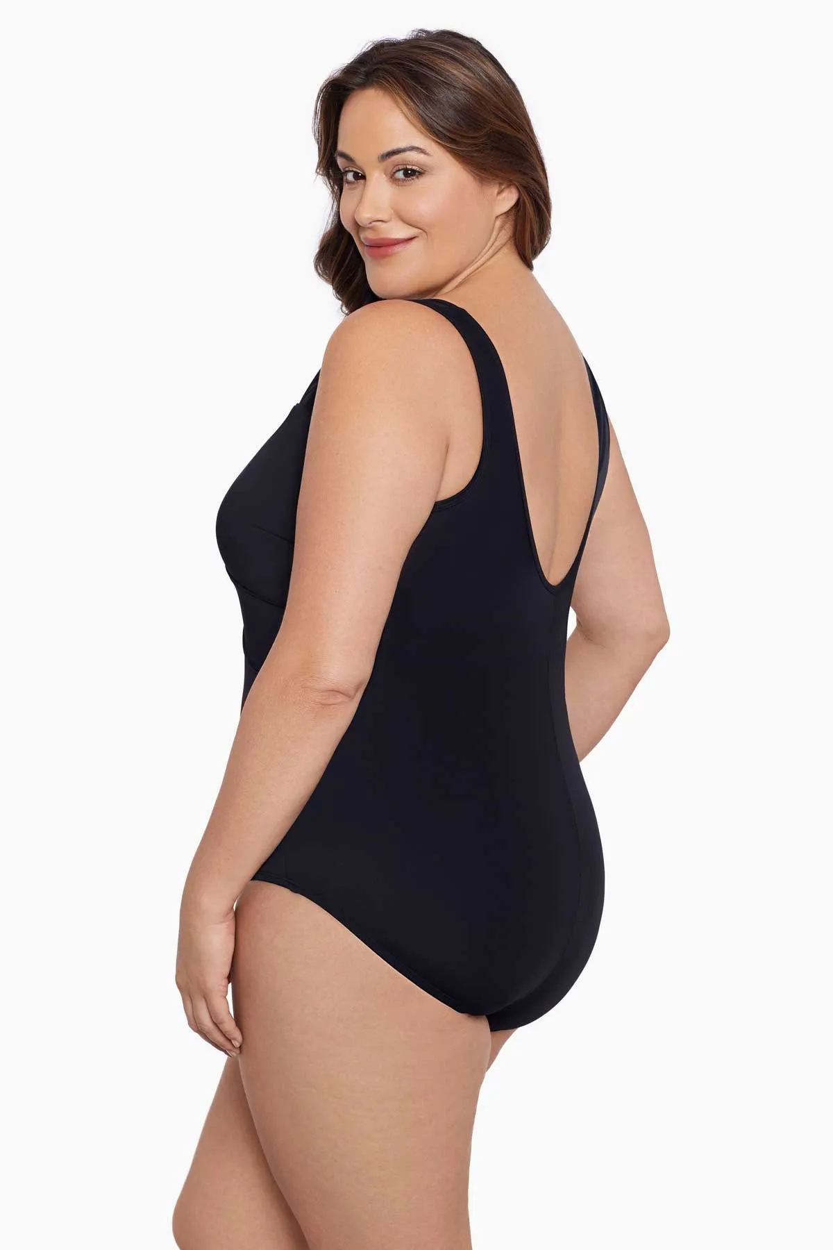 Plus Size Long Torso Mesh Highneck One Piece - Night Gala sold by Longitude product image thumbnail 2
