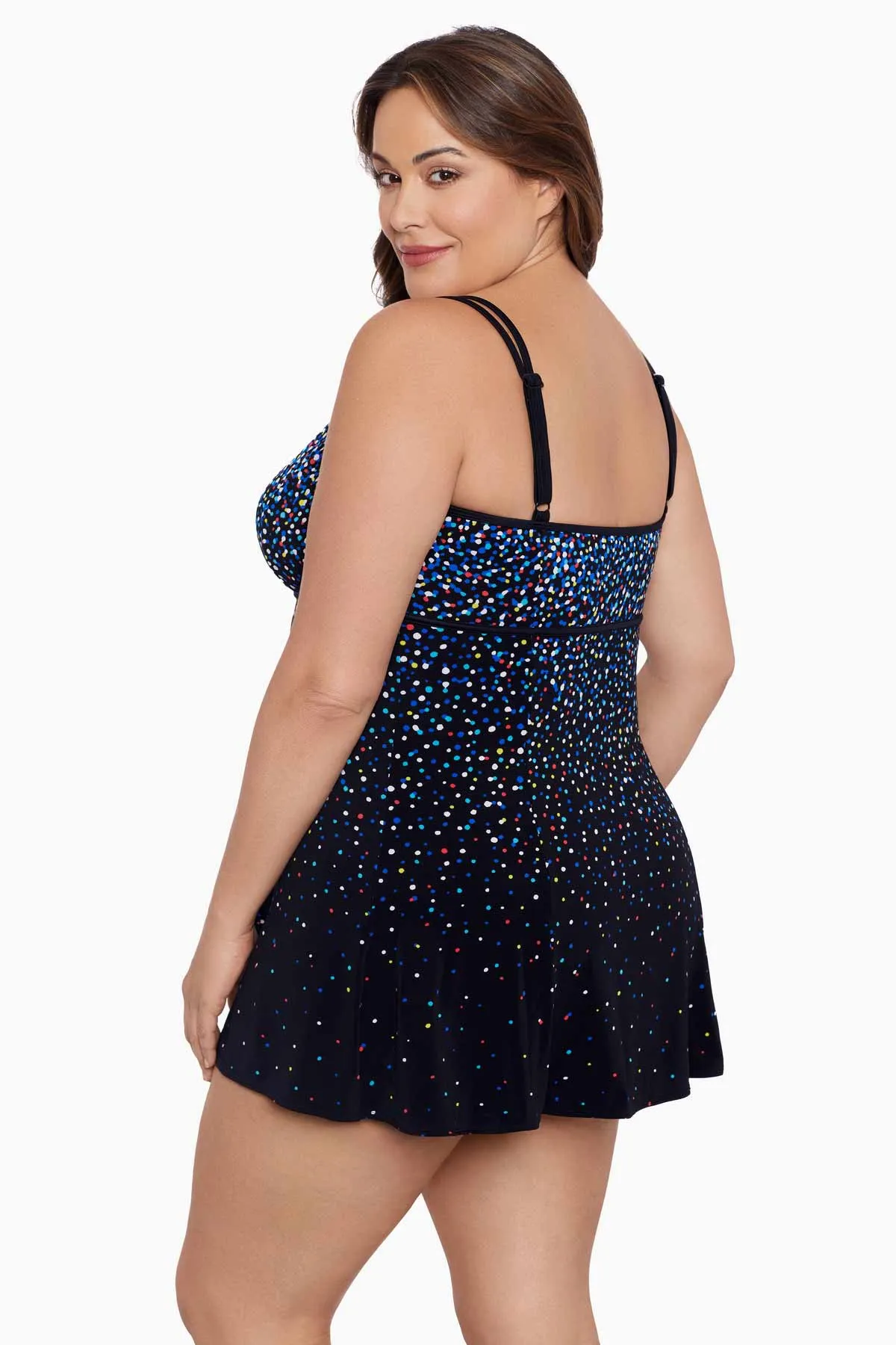 Plus Size Long Torso Empire Princess Seam Swim Dress - Rainbow Sprinkles sold by Longitude product image thumbnail 2