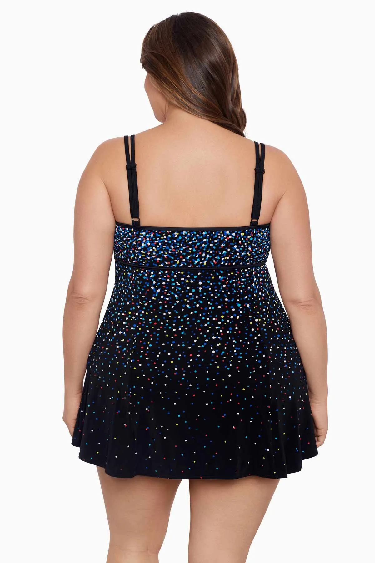 Plus Size Long Torso Empire Princess Seam Swim Dress - Rainbow Sprinkles sold by Longitude product image thumbnail 3