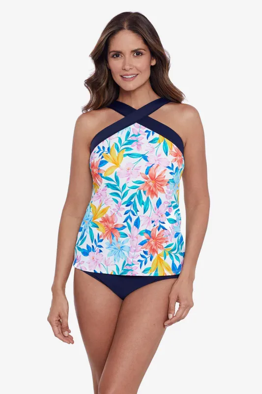 Criss Cross Neck Tankini Top - Tropical Breeze sold by Longitude