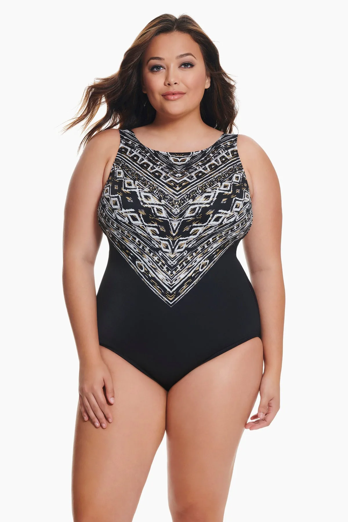 Plus Size Long Torso Scoopback One Piece - Mazunte sold by Longitude