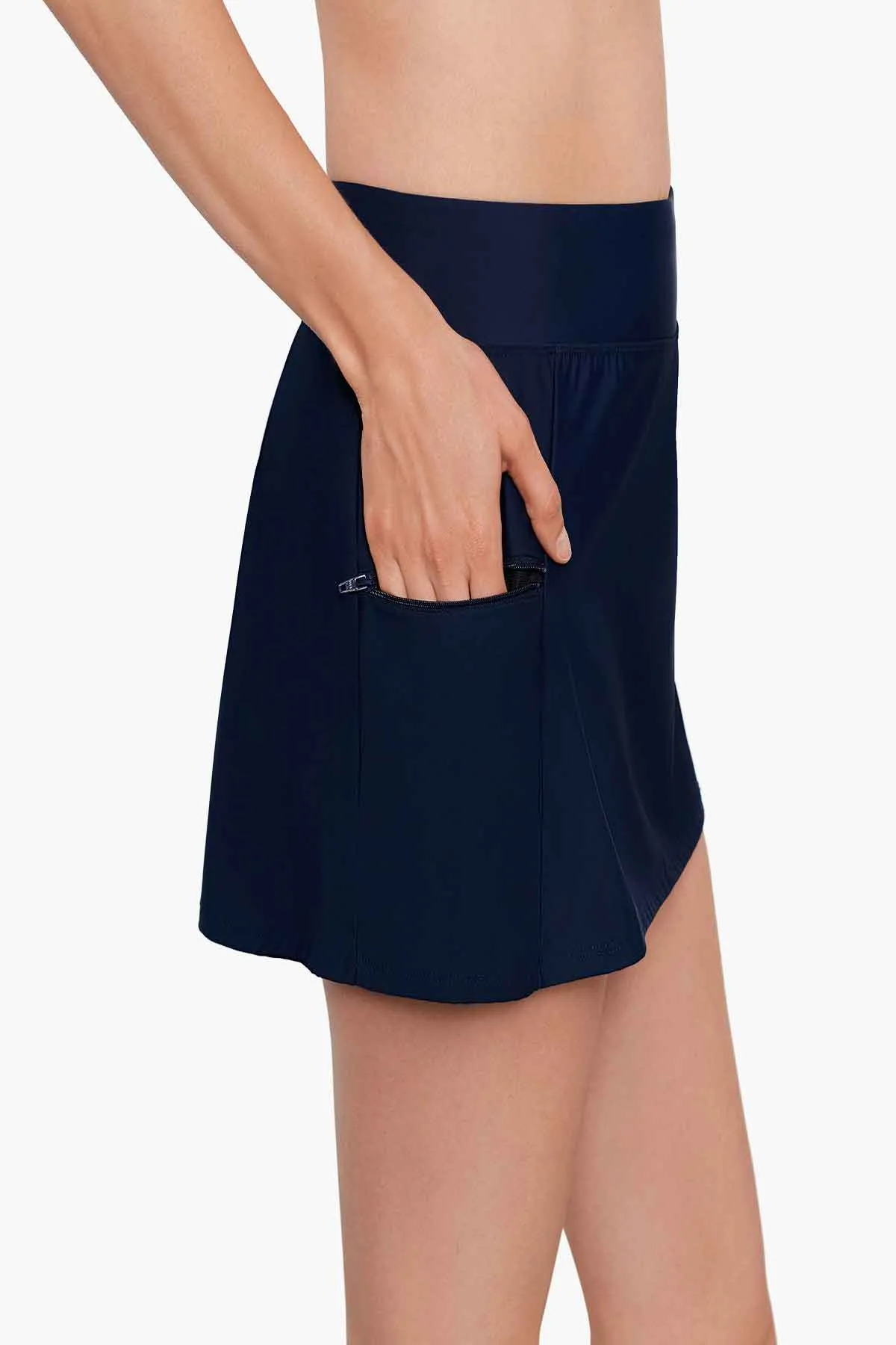 Skort With Zip Pocket Swim Bottom - Navy Blue sold by Longitude product image thumbnail 3