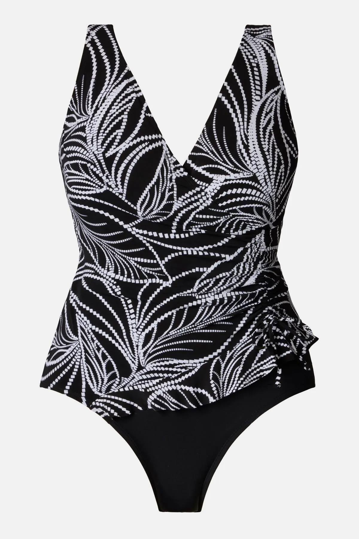 Long Torso Ruffle Surplice One Piece - Night Fern sold by Longitude product image thumbnail 4