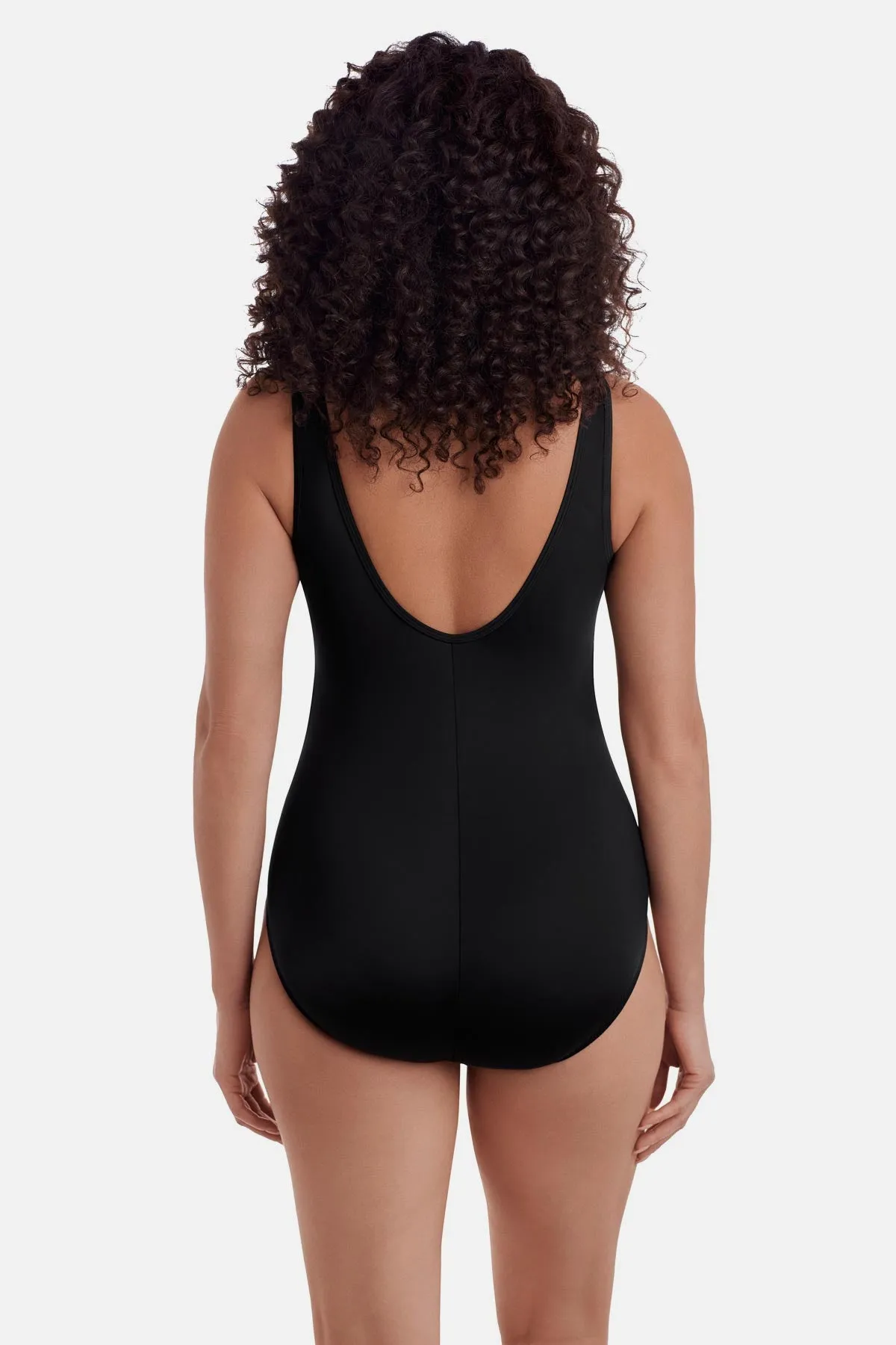 Plus Size Long Torso Mesh Highneck One Piece - Black Solidtude 2.0 sold by Longitude product image thumbnail 3