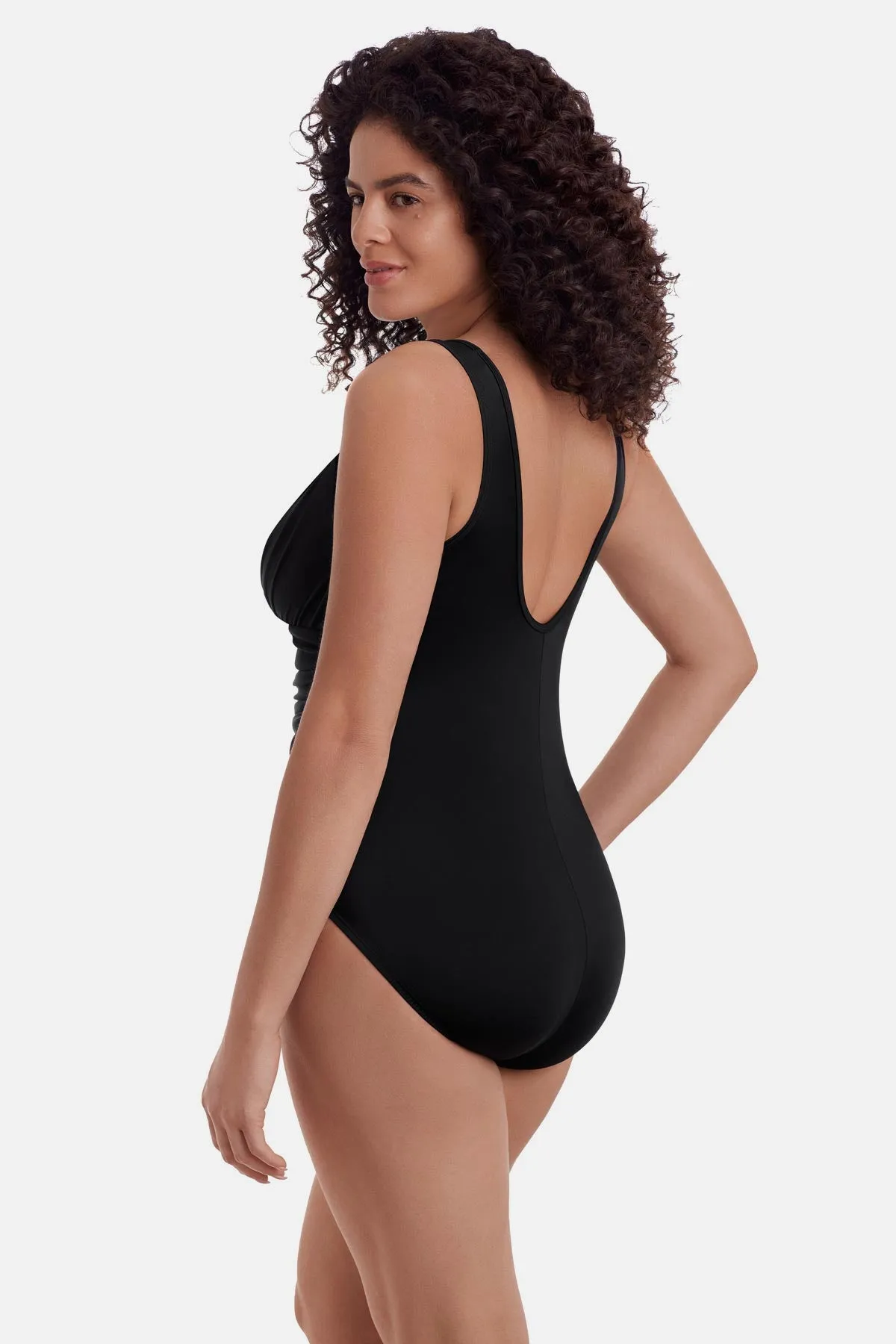 Long Torso Mesh Highneck One Piece - Black Solidtude 2.0 sold by Longitude product image thumbnail 2