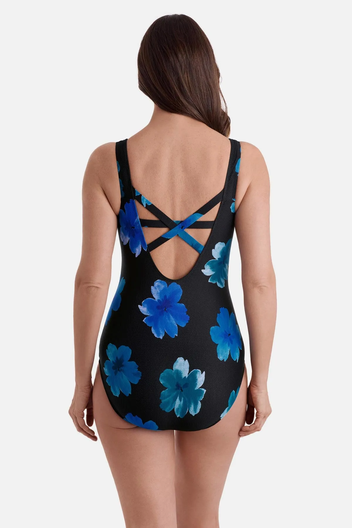 Plus Size Long Torso Butterfly Back One Piece - Tossed Flowers sold by Longitude product image thumbnail 3
