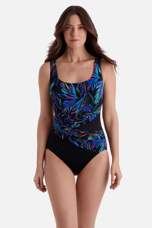 Plus Size Long Torso Wrap Sash Tank One Piece - Tinseltown made by Longitude