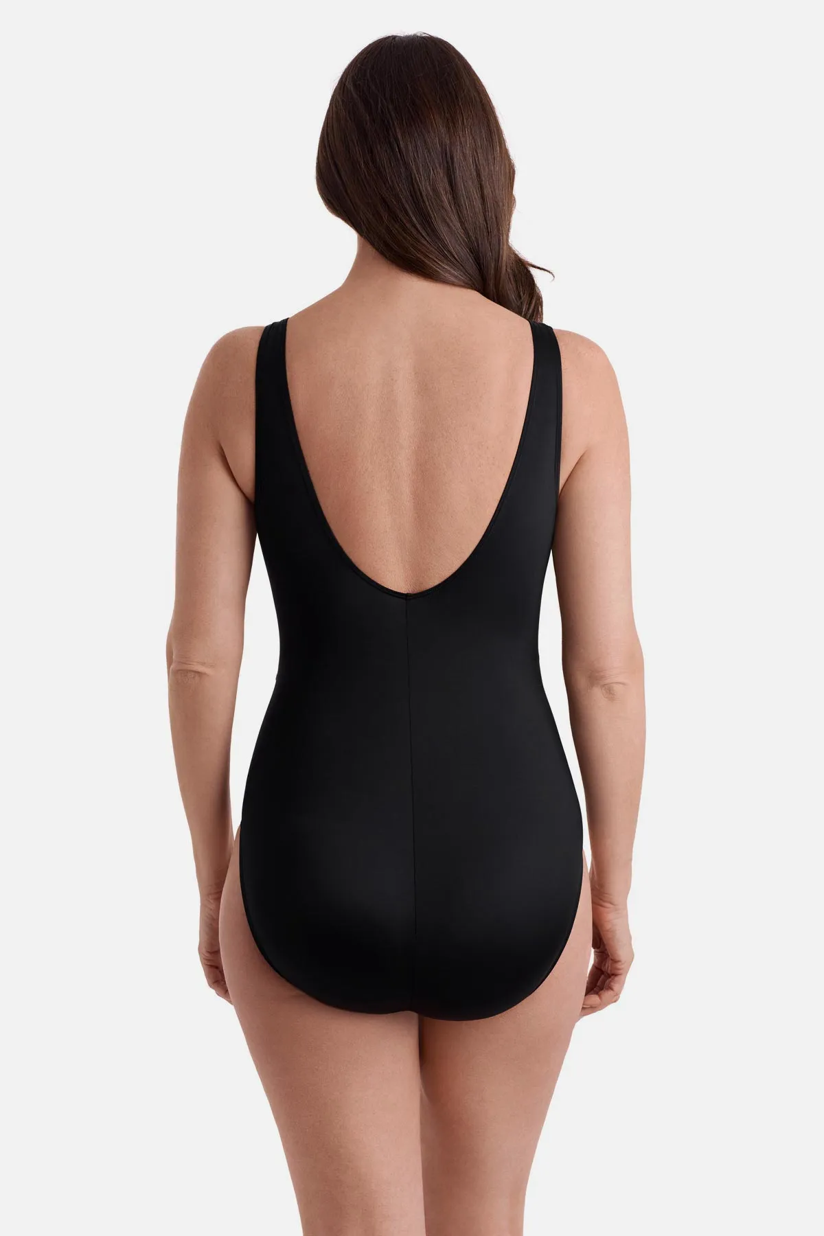 Plus Size Long Torso Twist Sash Tank One Piece - Midnight Plumeria sold by Longitude product image thumbnail 3