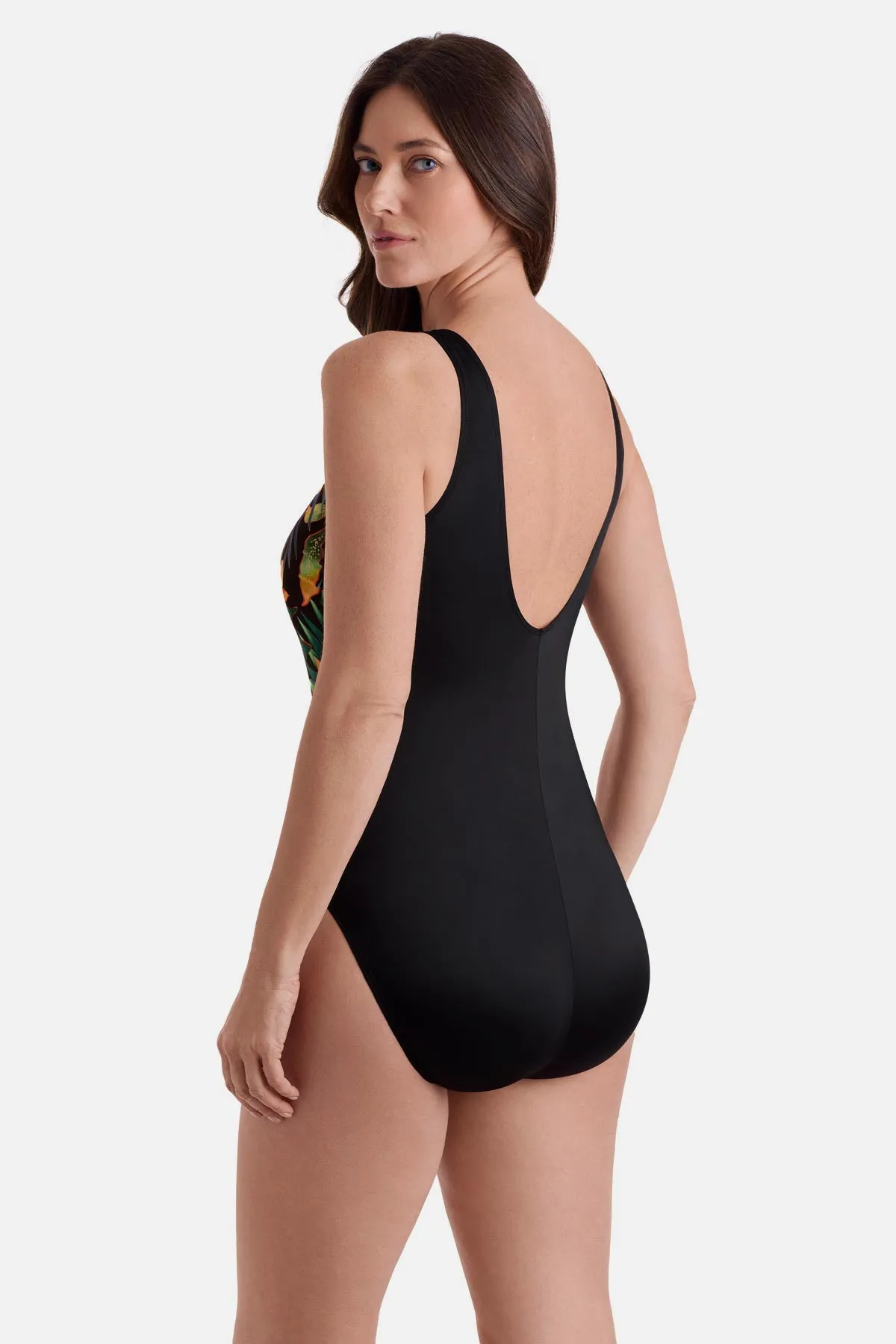 Long Torso Twist Sash Tank One Piece - Midnight Plumeria sold by Longitude product image thumbnail 2
