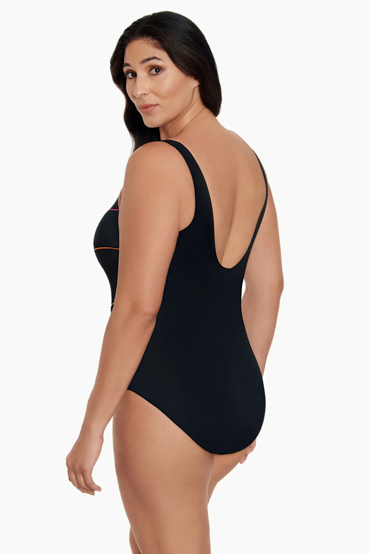 Colorblock Long Torso Piped Fan Tank One Piece - Multi sold by Longitude product image thumbnail 2