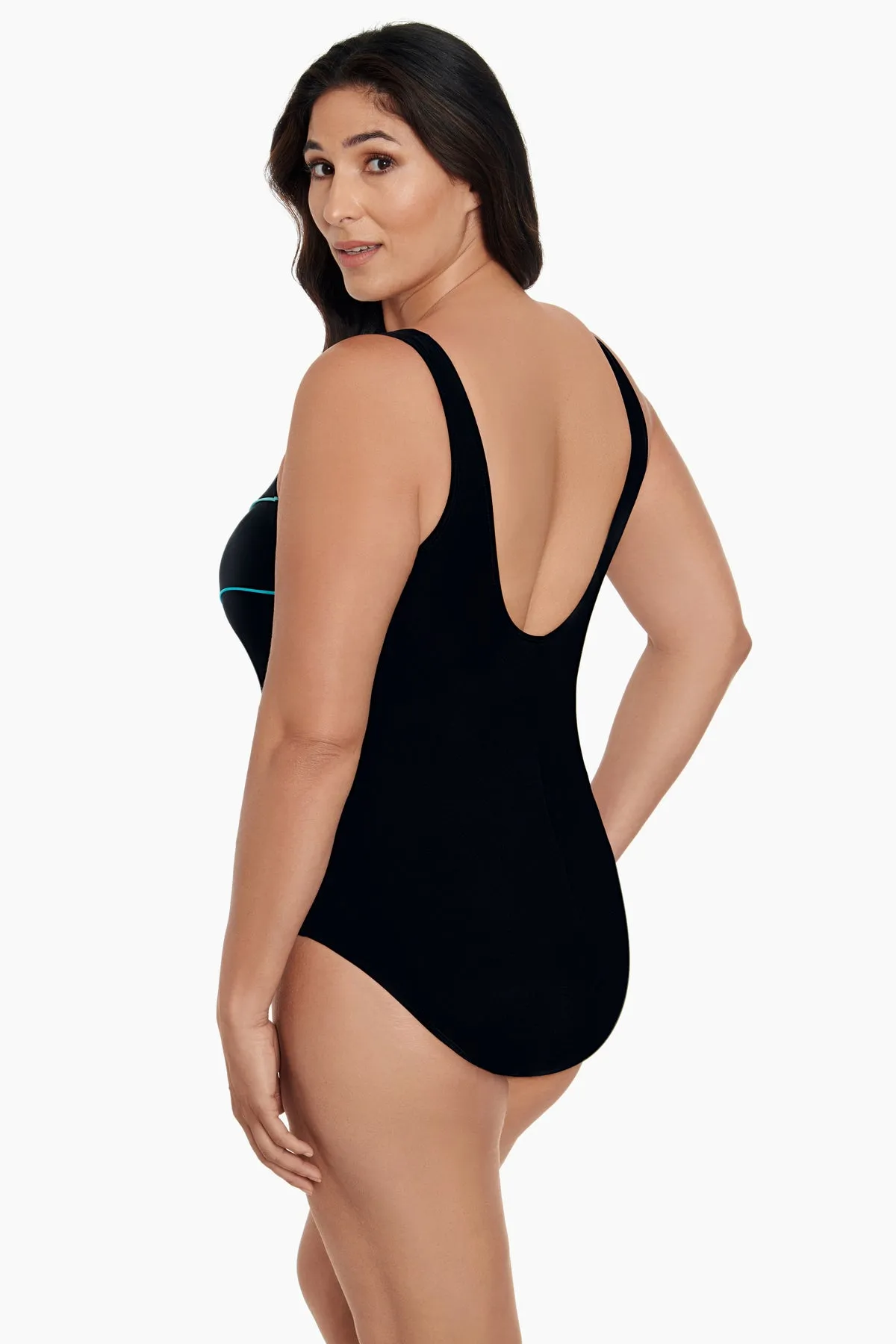 Colorblock Long Torso Piped Fan Tank One Piece - Blue sold by Longitude product image thumbnail 2