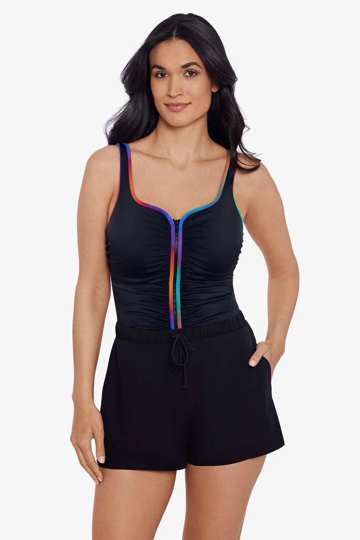 Colorful Behavior Zip Run Around One Piece - Multi sold by Longitude