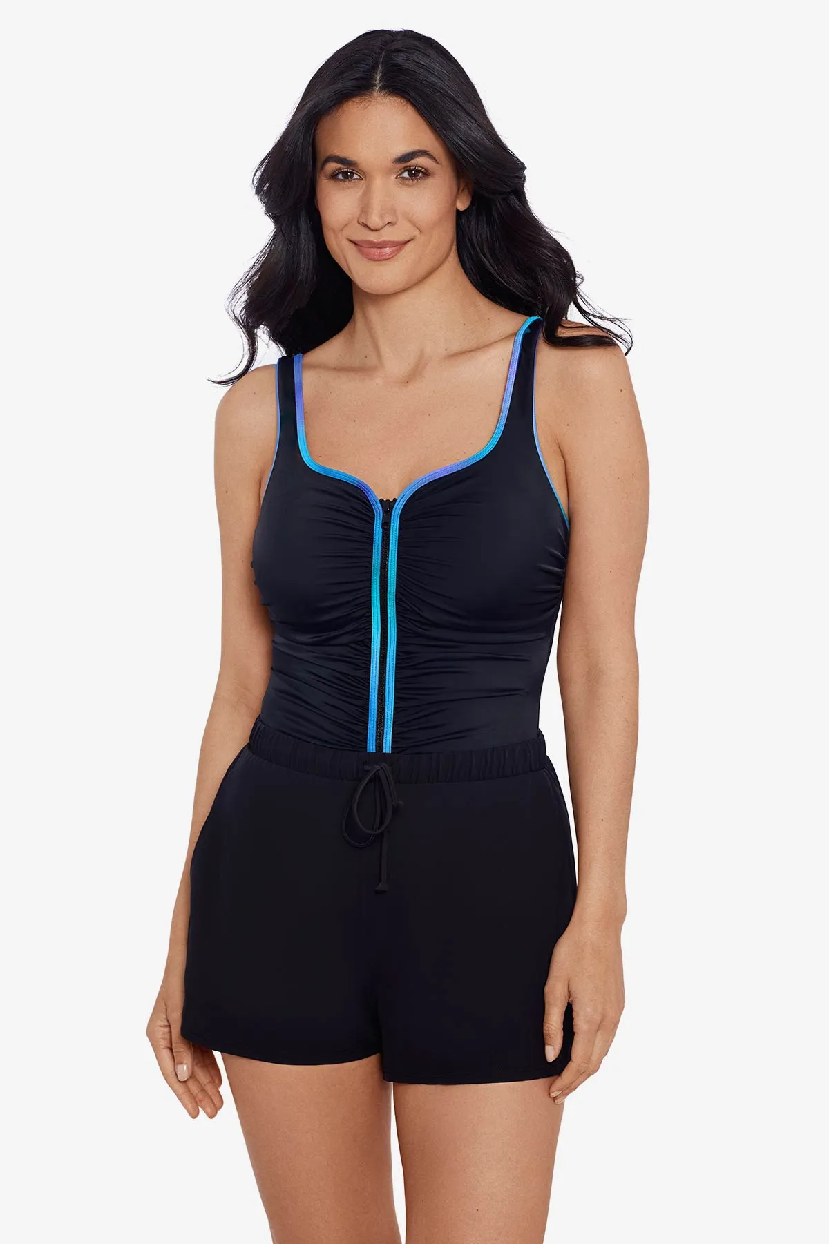 Colorful Behavior Zip Run Around One Piece - Purple/Blue sold by Longitude