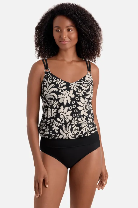 V-Neck Blouson Tankini Top - Palm Royale sold by Longitude