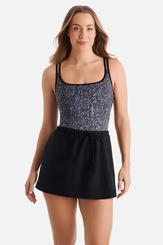 Skirted Runaround One Piece - Pixel Twilight sold by Longitude