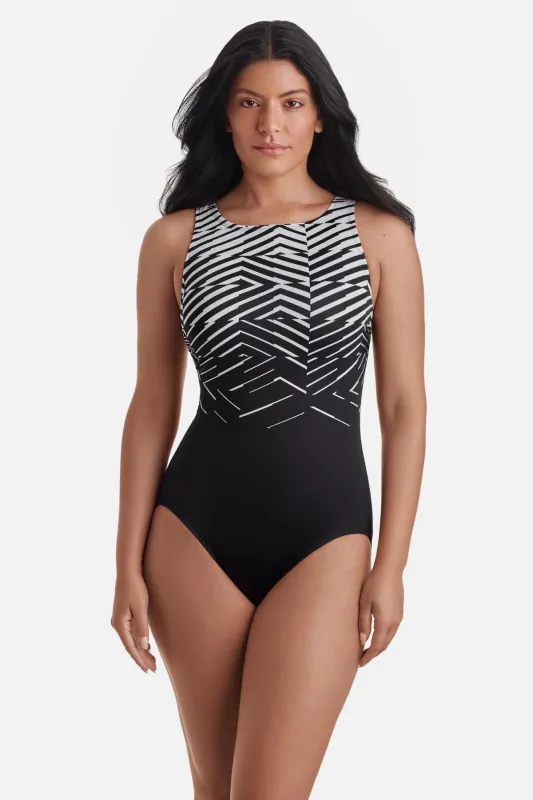 Binded Highneck Tank One Piece - In Graphic Detail sold by Longitude