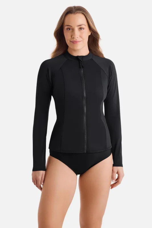 Long Sleeve Mock Neck Sunshirt - Black sold by Longitude