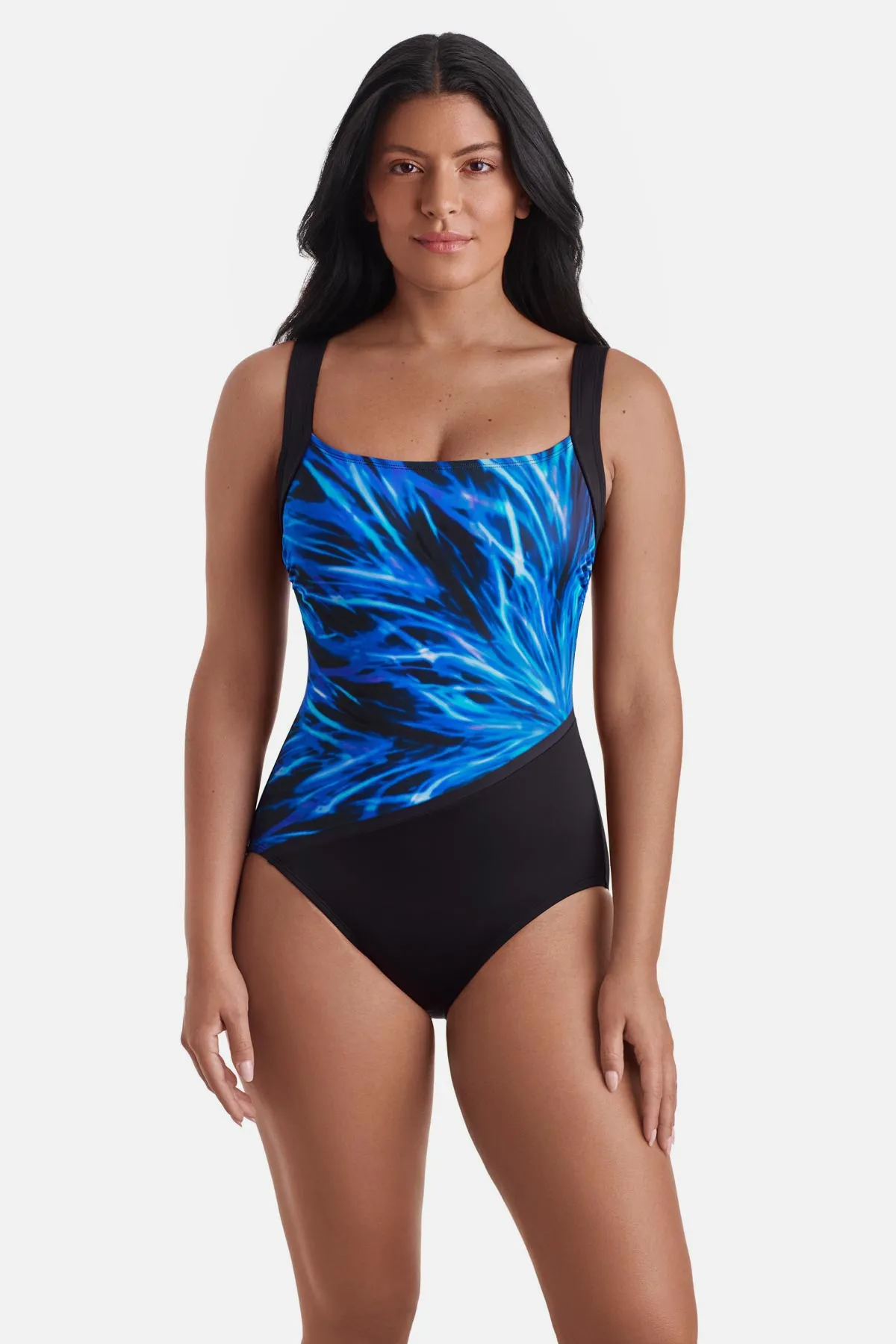 Squareneck Illusion Tank One Piece - Electrifying Blue sold by Longitude
