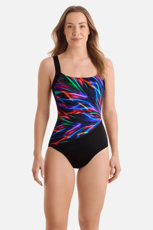 Squareneck Illusion Tank One Piece - Electrifying Multi sold by Longitude