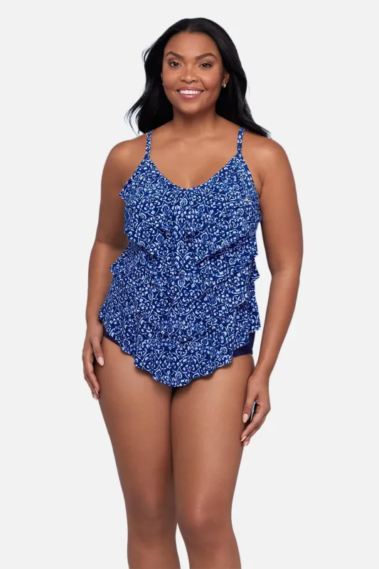 Rachel Tankini Top - Sumatran Scrolls made by Longitude
