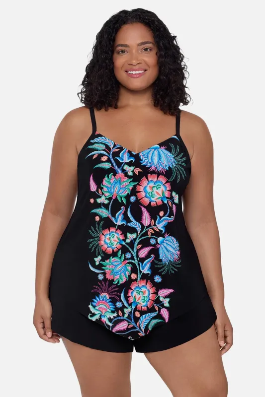 Plus Size Hank Tankini Top - Whimsical Vines sold by Longitude