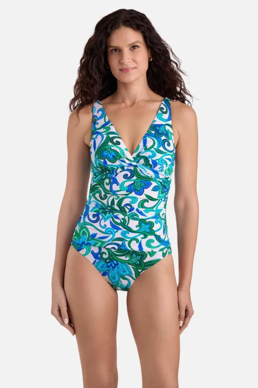 Brynn Twist Underwire One Piece - Imperial Paisley made by Longitude