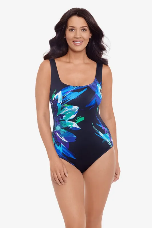 Panel Scoopneck Tank Long Torso One Piece Swimsuit From Rio XO sold by Longitude