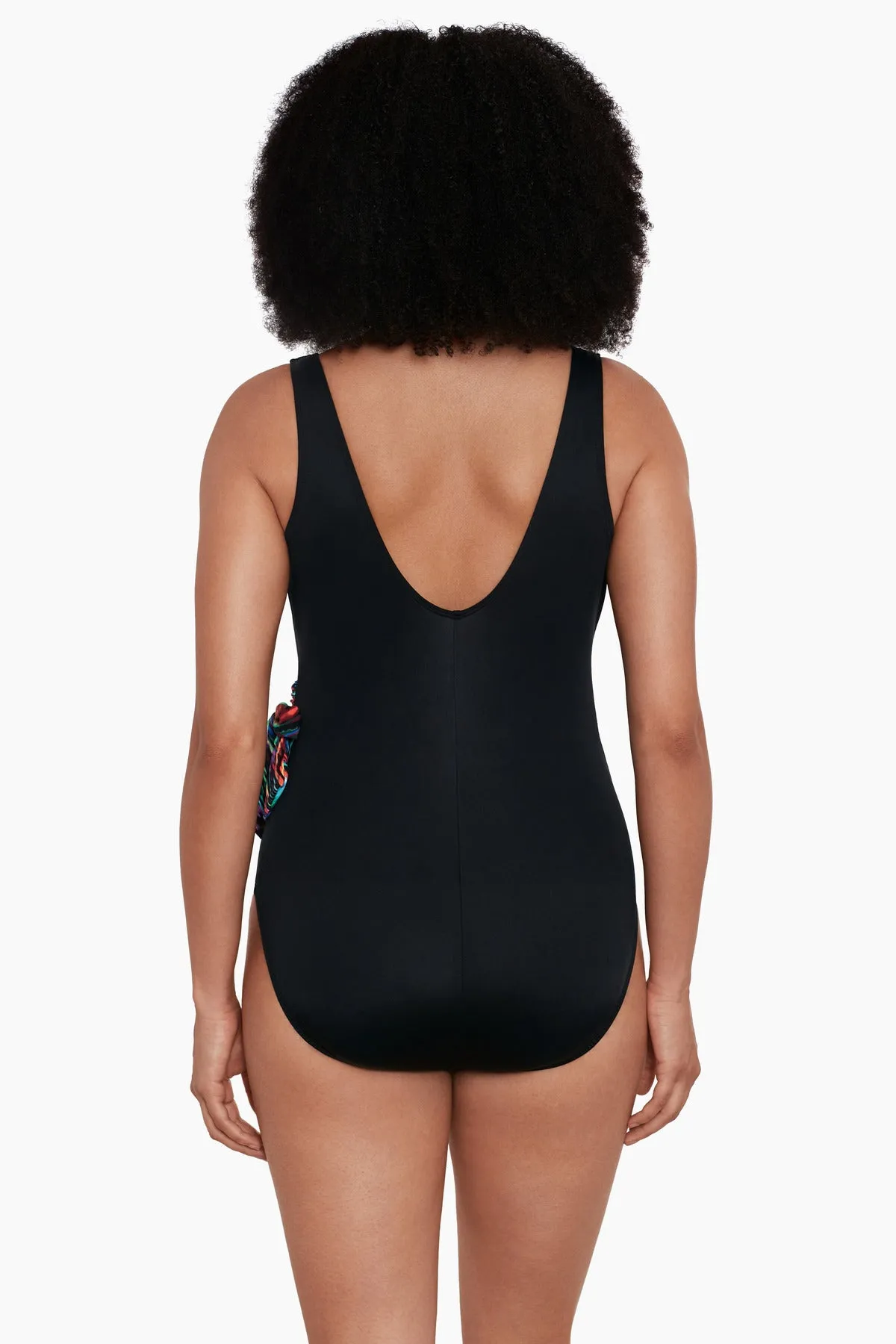 Side Tie Draped Surplice Long Torso Rainbow Swimsuit Glow sold by Longitude product image thumbnail 3