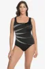 Piping Fan Tank Long Torso One Piece Swimsuit Mod Squad sold by Longitude