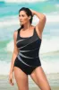 Piping Fan Tank Long Torso One Piece Swimsuit Mod Squad sold by Longitude