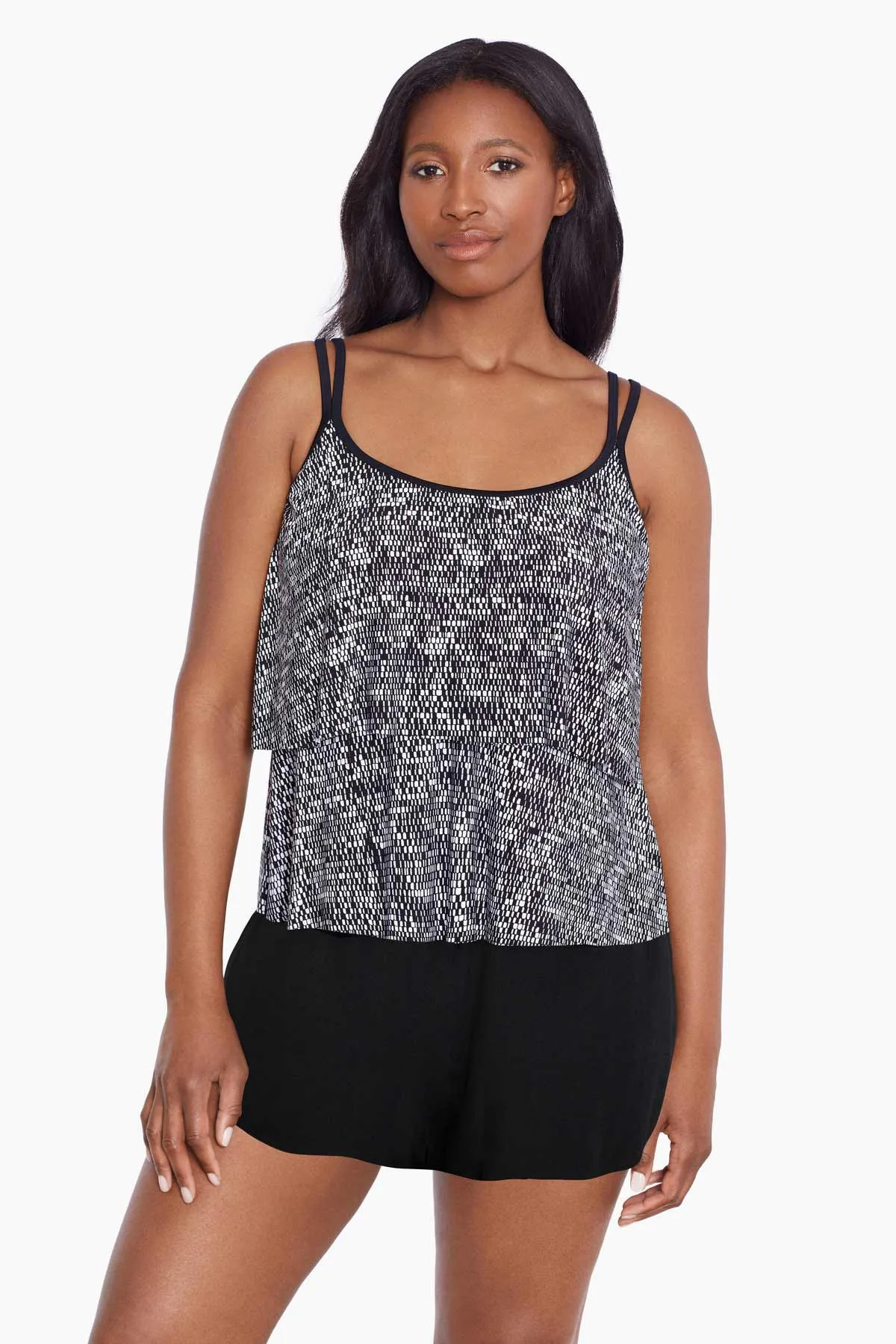 Long Torso Double Ruffle Skirtini W/Pockets - Madison Square sold by Longitude