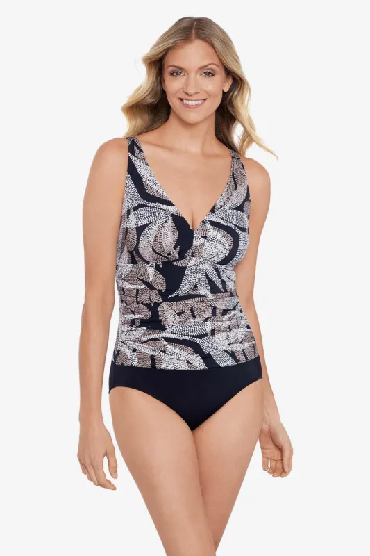 V-Neck Side Shirred Mio - Dot Leaf Me sold by Longitude