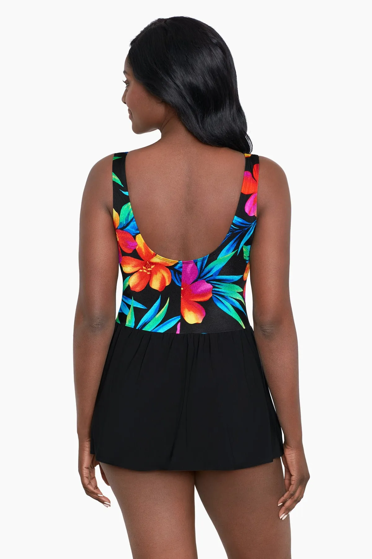 Long Torso Mock Surplice Swim Dress - Cayenne sold by Longitude product image thumbnail 3