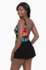 Long Torso Mock Surplice Swim Dress - Cayenne sold by Longitude
