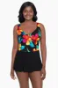 Long Torso Mock Surplice Swim Dress - Cayenne sold by Longitude