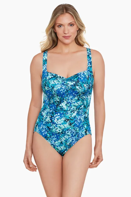 Shirred Bodice Mio One Piece - Floral Frenzy sold by Longitude