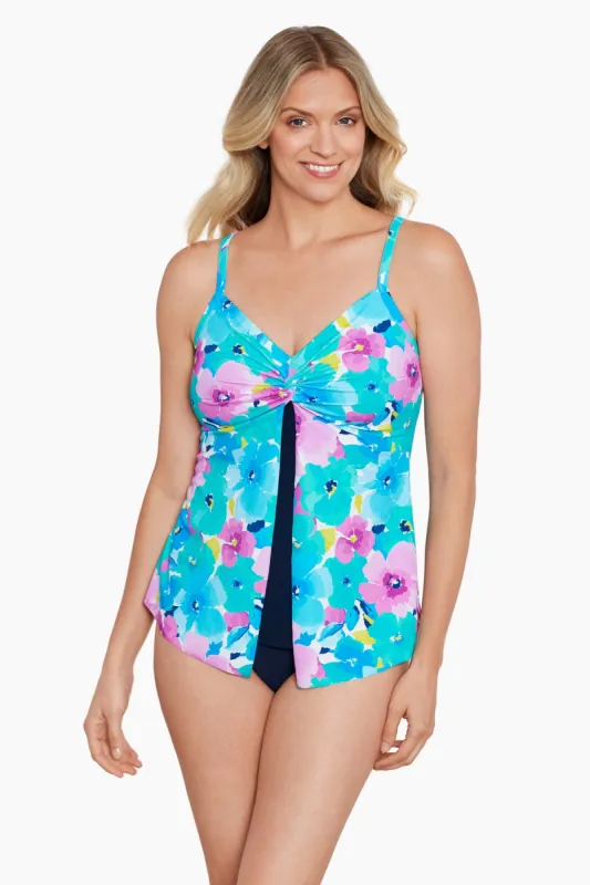 Knotted Flyaway Tankini Top - Hidden Garden sold by Longitude