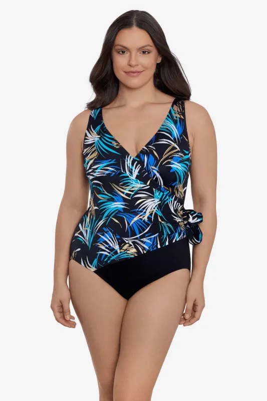 Side Tide Surplice Swimsuit Gold Leaf sold by Longitude