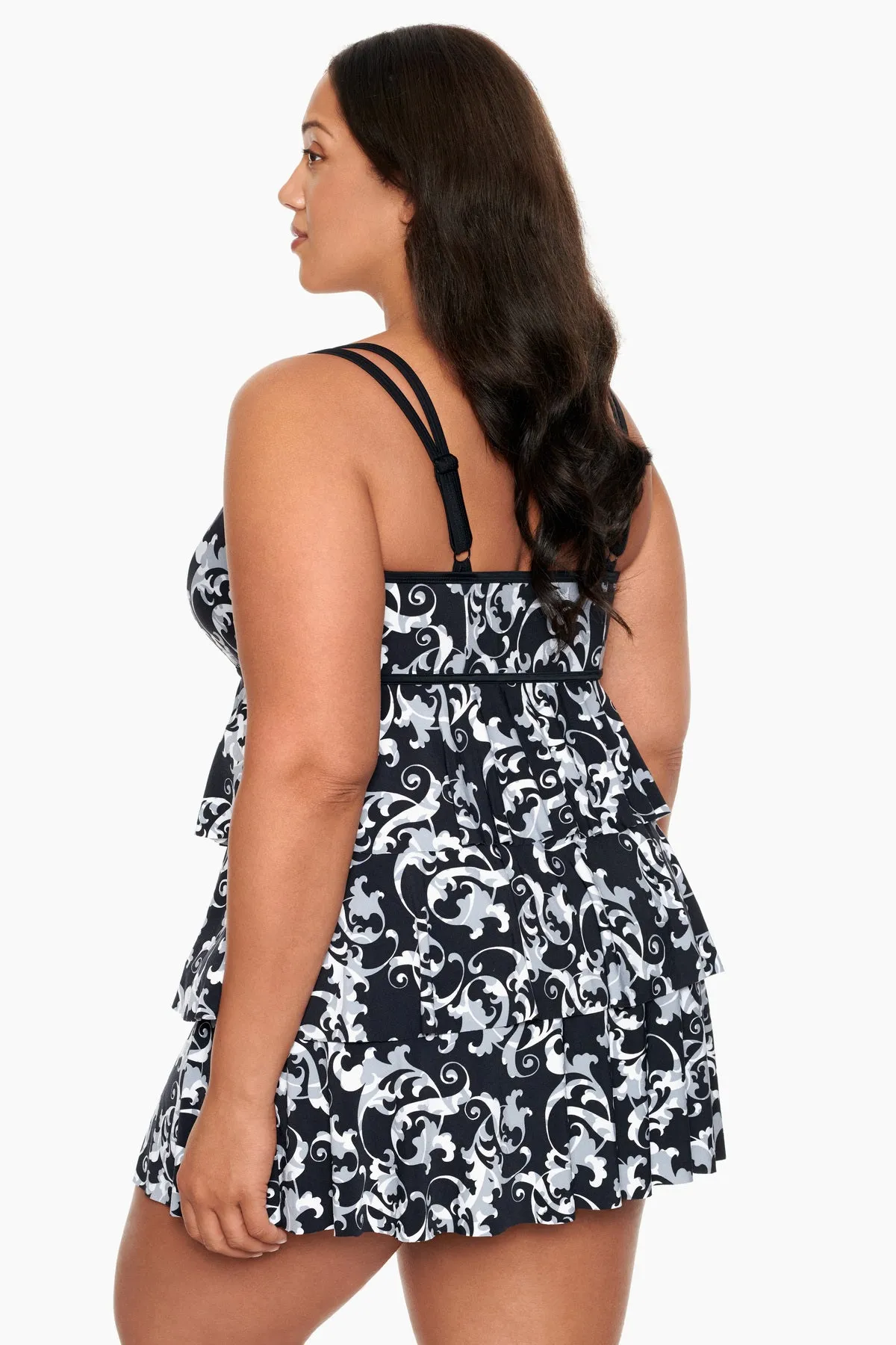Plus Size Long Torso Triple Tier Swim Dress - Caprice sold by Longitude product image thumbnail 2