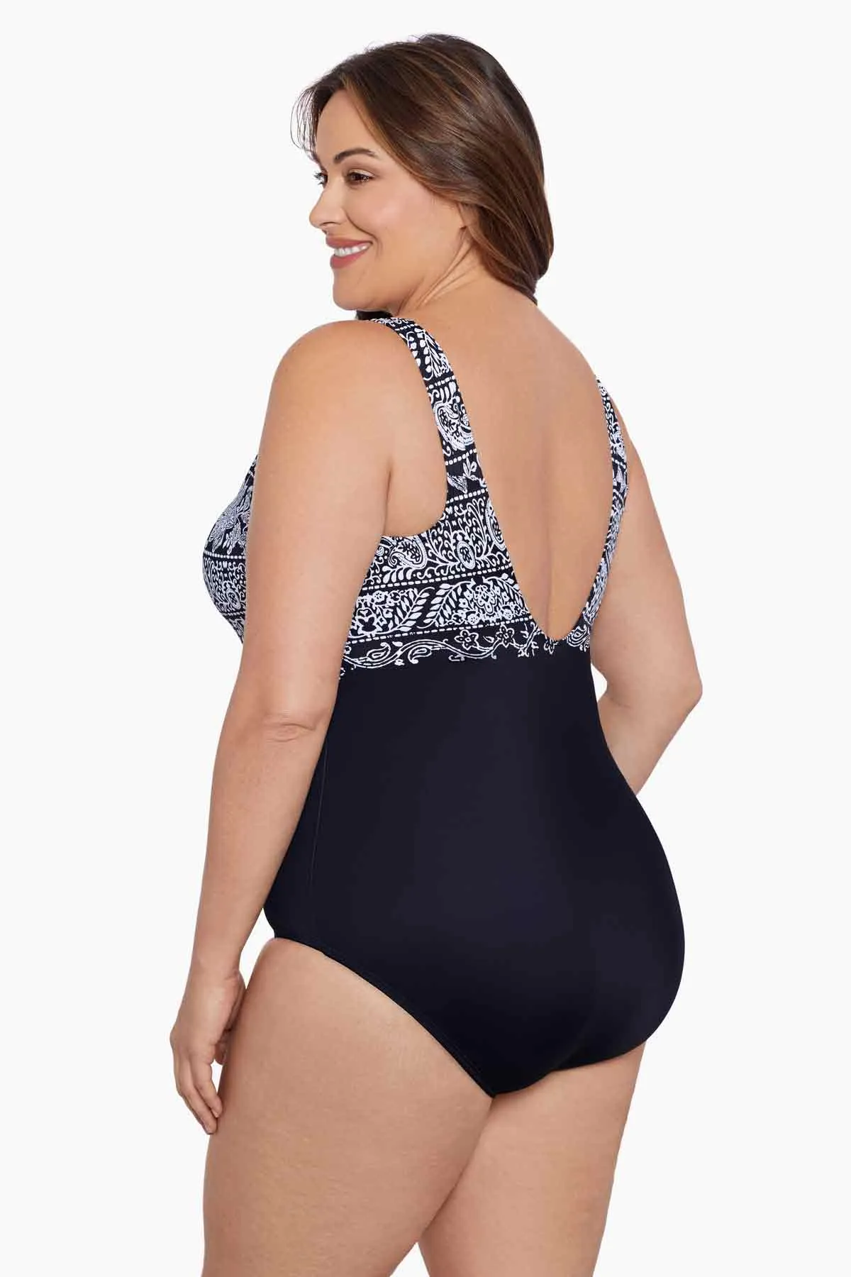 Night Seas Plus Size Long Torso Scoopback Highneck One Piece sold by Longitude product image thumbnail 2