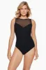 Half Moon Texture Long Torso Sweetheart Mesh Highneck One Piece sold by Longitude