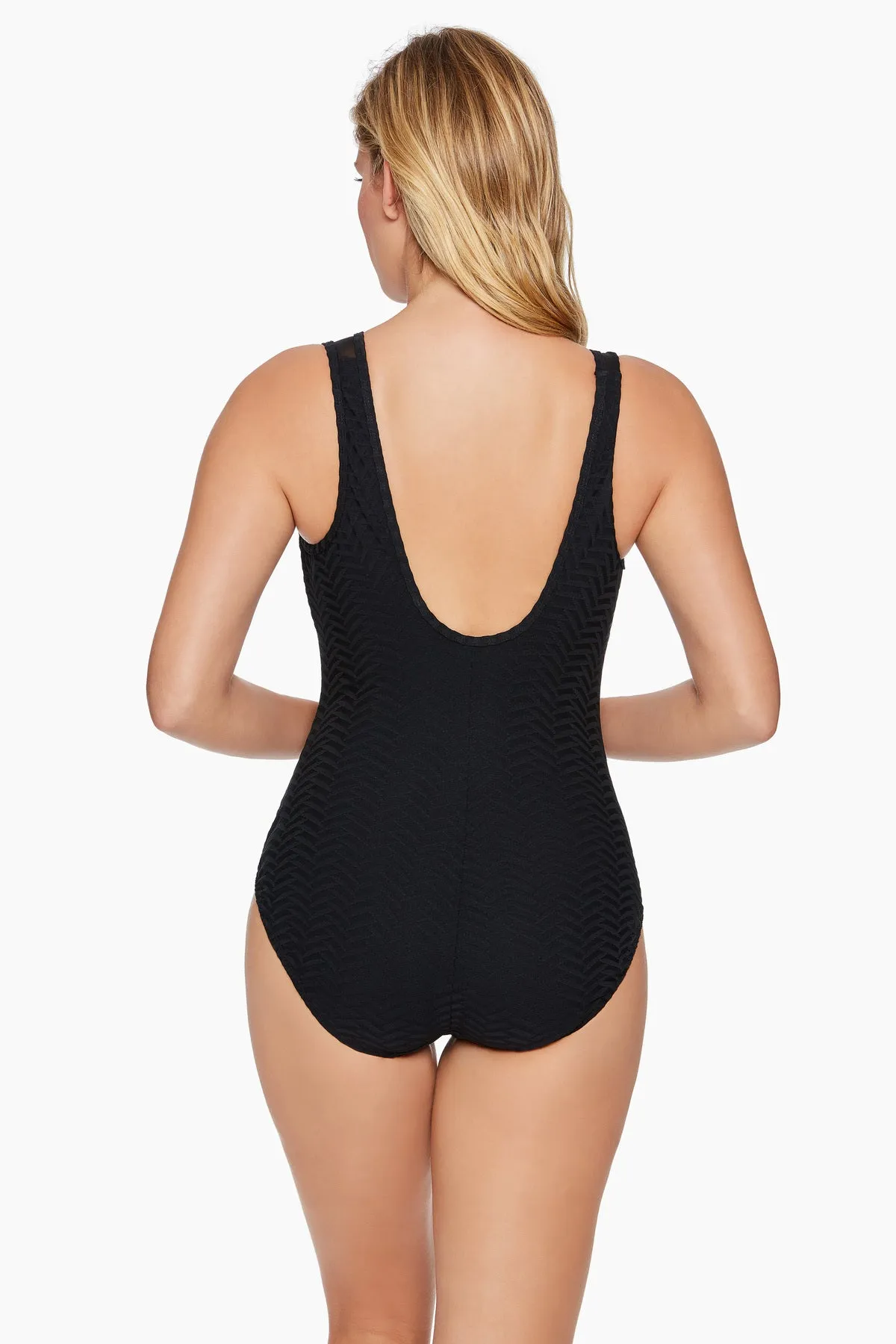 Half Moon Texture Long Torso Sweetheart Mesh Highneck One Piece sold by Longitude product image thumbnail 2