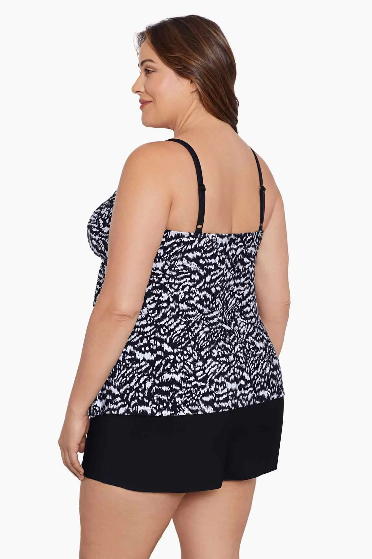 Super Sleek Plus Size Long Torso Ruffle Faux Shortini sold by Longitude product image thumbnail 2