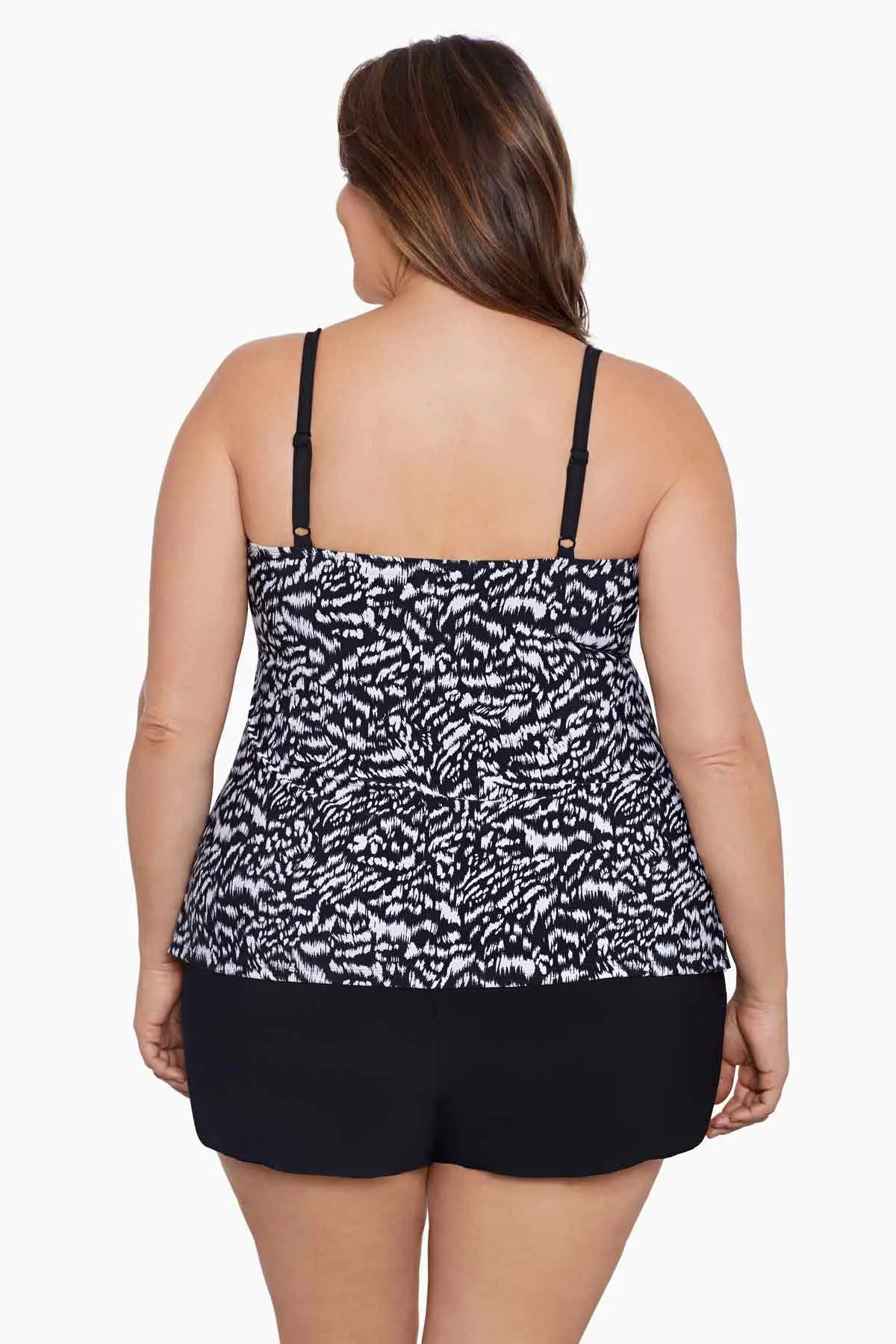 Super Sleek Plus Size Long Torso Ruffle Faux Shortini sold by Longitude product image thumbnail 3