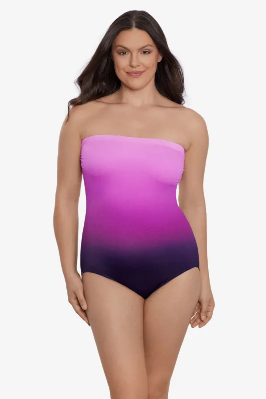 Bandeau Long Torso One Piece Swimsuit Tonal Stripe sold by Longitude