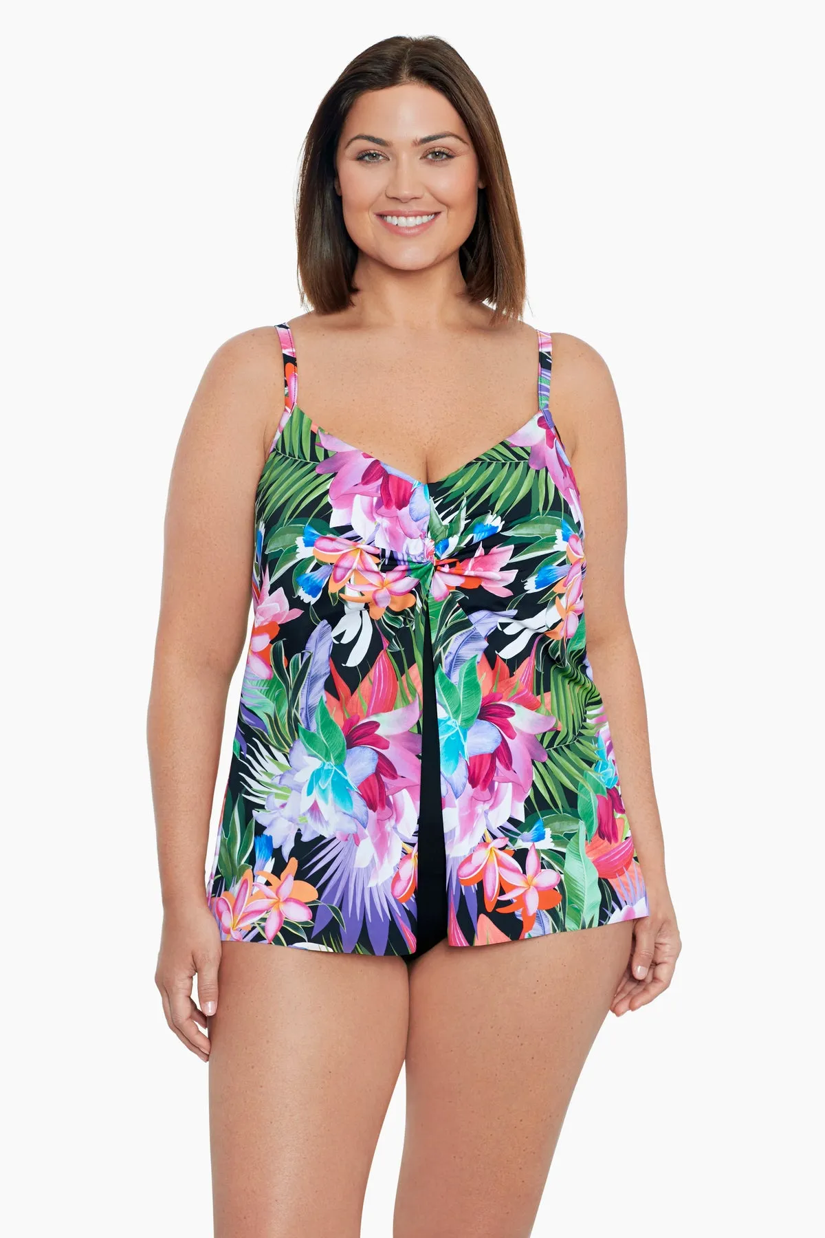 Lush Life Plus Size Knotted Flyaway Fauxkini sold by Longitude