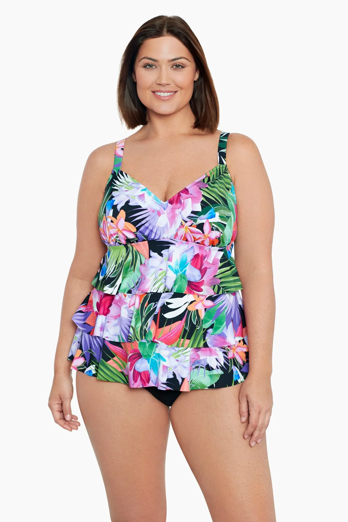 Plus Size Triple Tier Tankini Top - Lush Life sold by Longitude