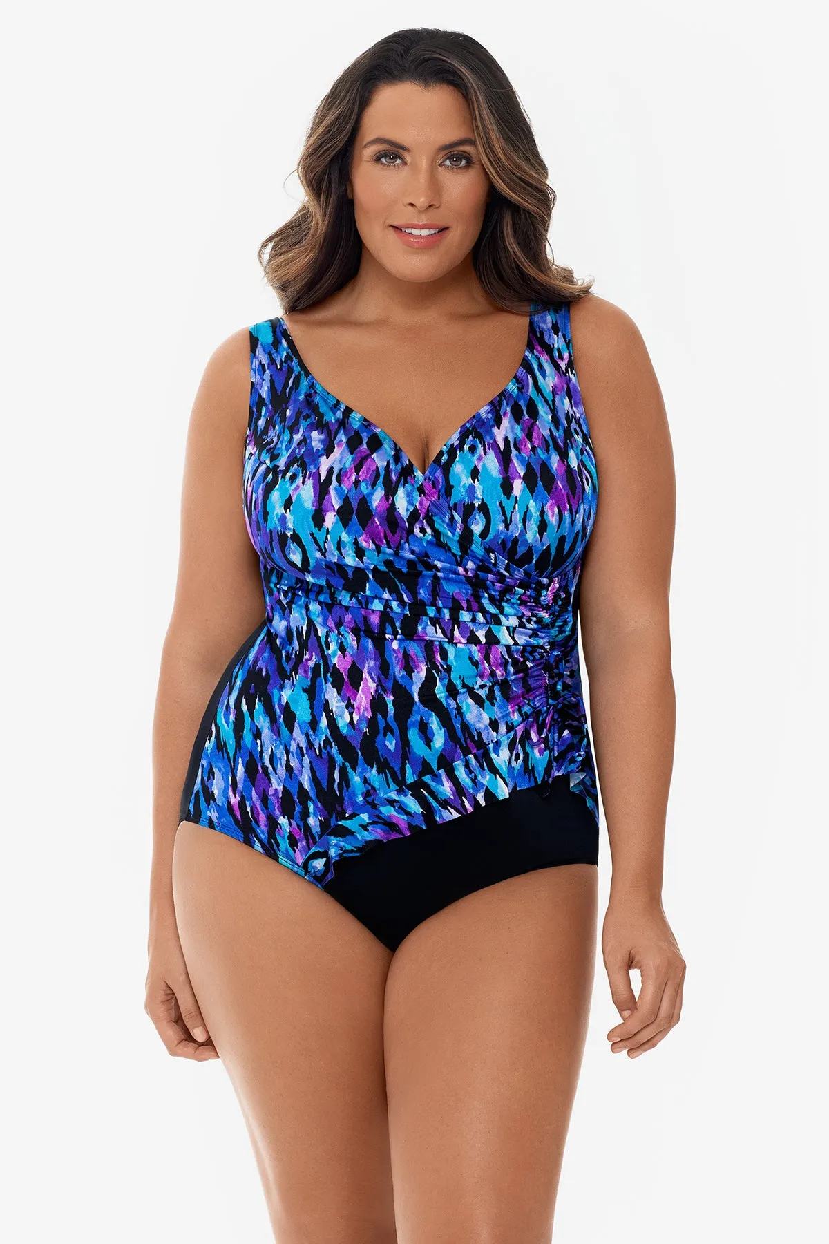 Plus Size Ruffle Surplice Long Torso One Piece Swimsuit Tulum sold by Longitude