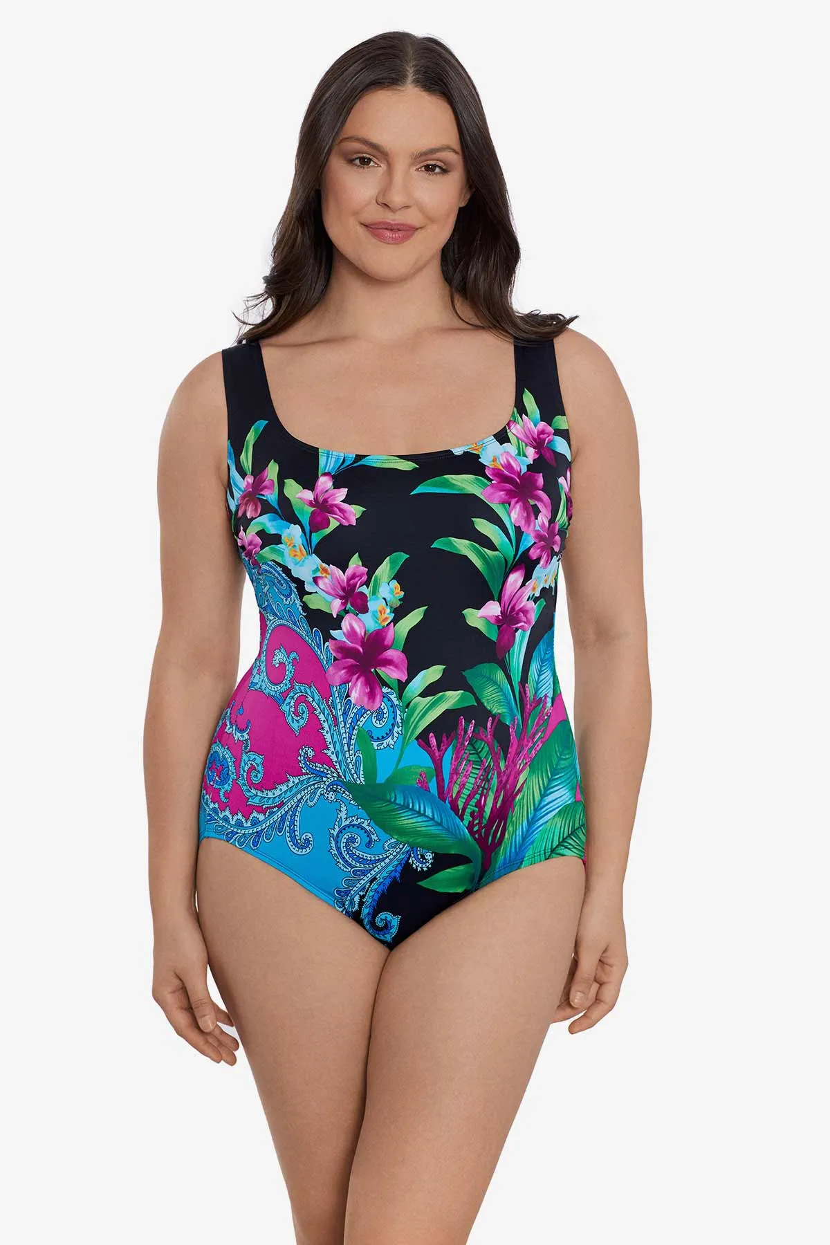 Long Torso Panel Scoopneck One Piece - Hidden Wild sold by Longitude